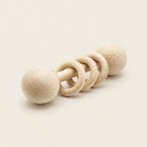 Sonajero de madera con anillas