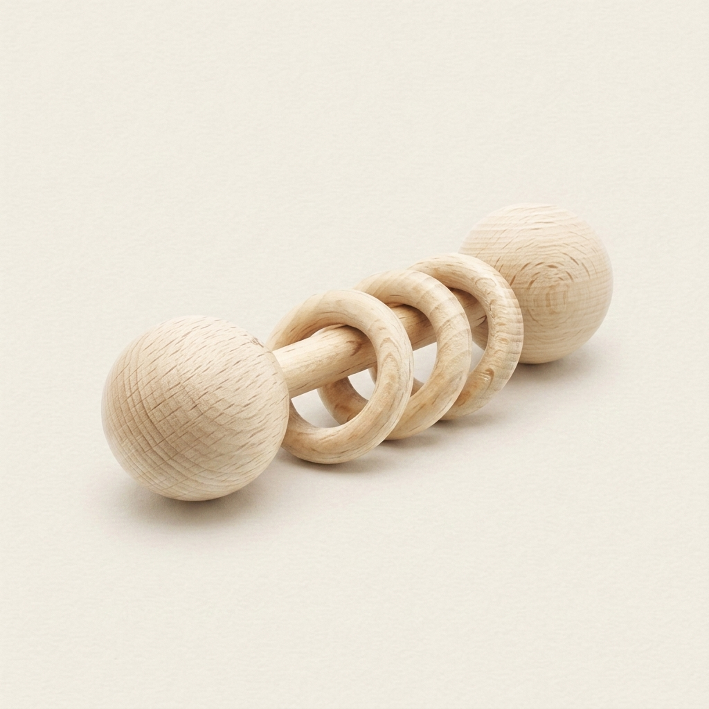 Sonajero de madera con anillas
