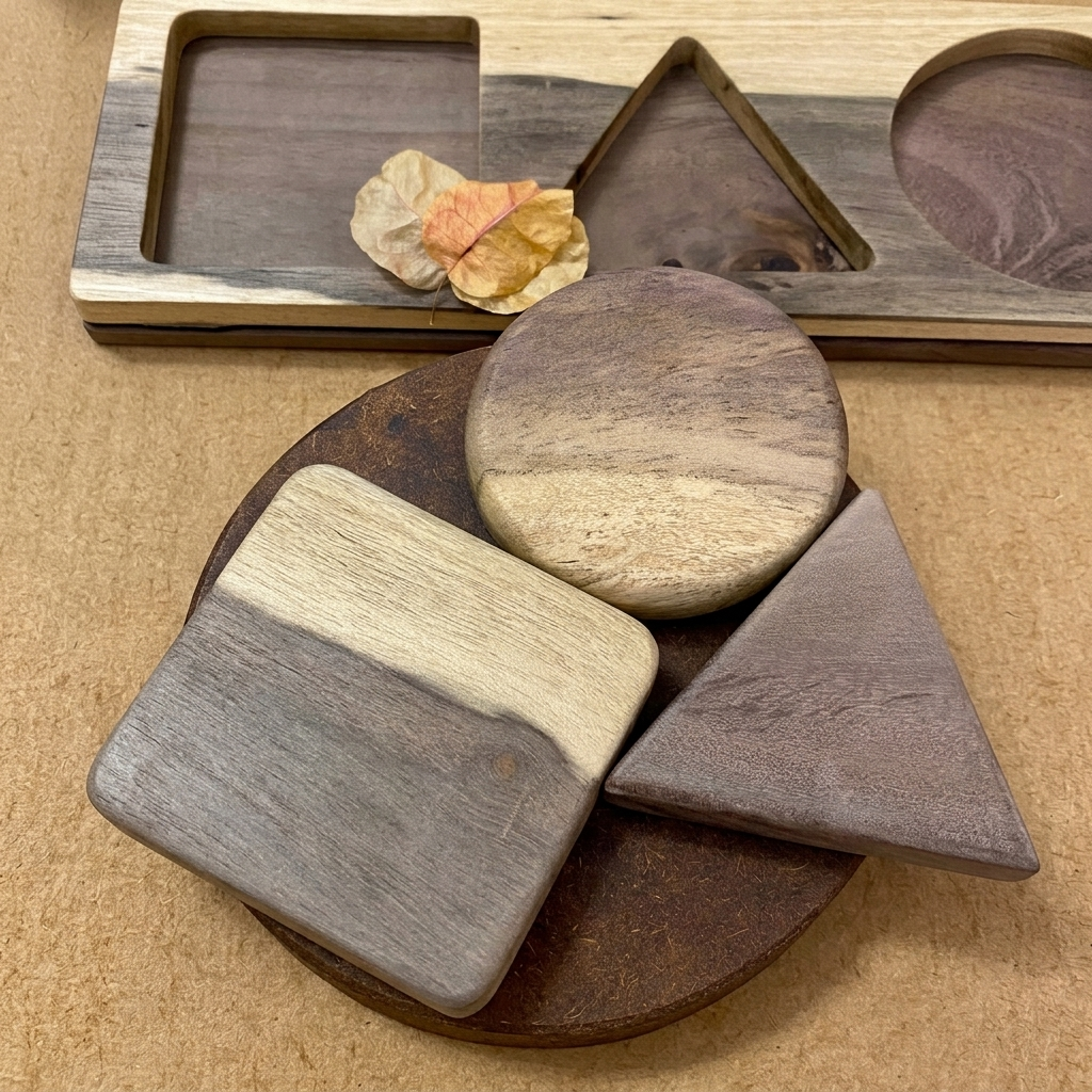 Encaje de madera con formas geométricas - Imagen 2