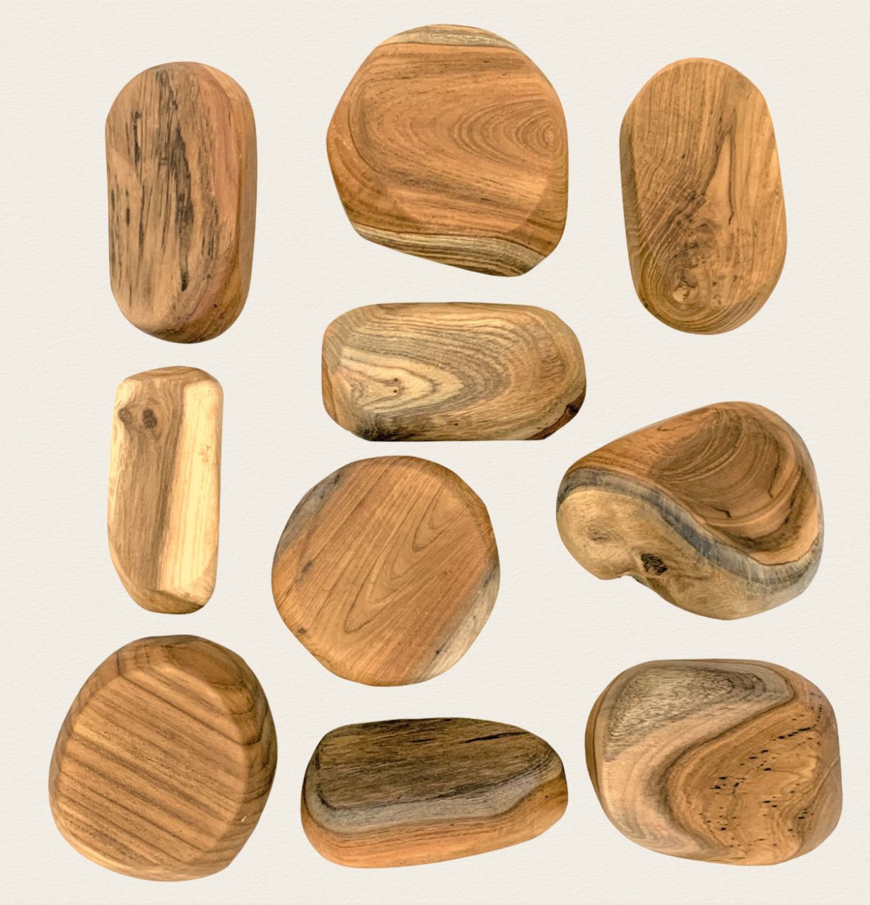 Rocas apilables de madera natural