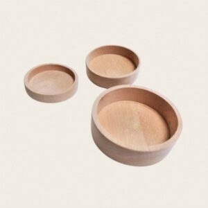 3 platos de madera, apilables y encajables